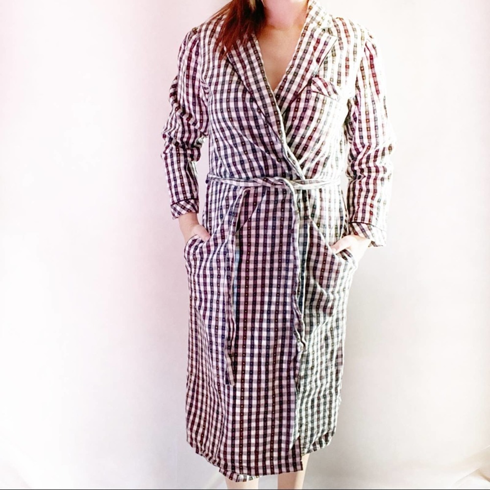 Pierre Cardin Multi-Colored Plaid Robe Medium - Picture 2 of 6